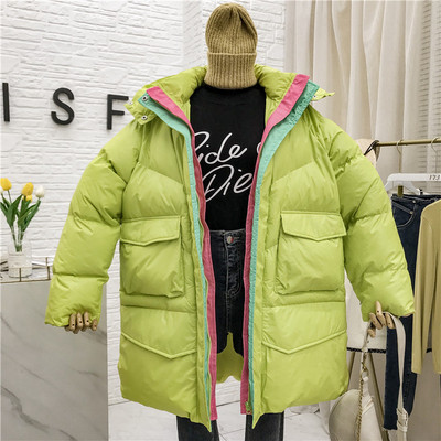 Női téli kabát kapucnival, zsebekkel és cipzárral több színben