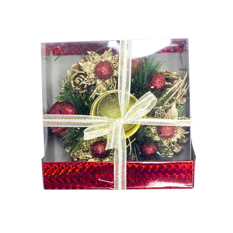 Χριστουγεννιάτικο κηροπήγιο σε κυκλικό σχήμα σε κόκκινο και χρυσό