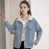 Női őszi farmerdzseki világos színben, puha béléssel - nagy méretben