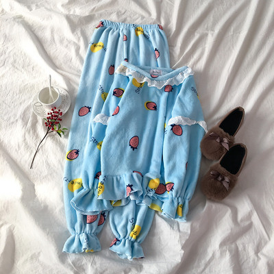 Γυναικεία πιτζάμες σε κίτρινο και μπλε χρώμα με δαντέλα