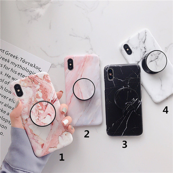 Husa cu efect de marmura si inel pentru Iphone X / XS