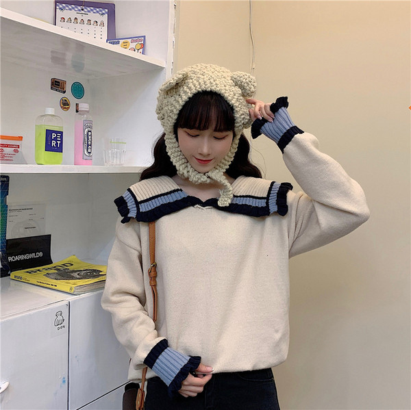 Γυναικεία κομψή μπλούζα σε δύο χρώματα μπεζ και μπλε χρώμα