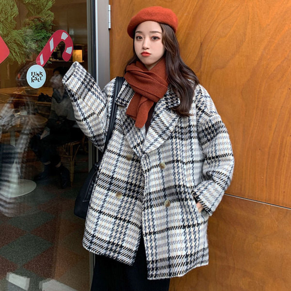 Női aktuális kockás kabát két színben