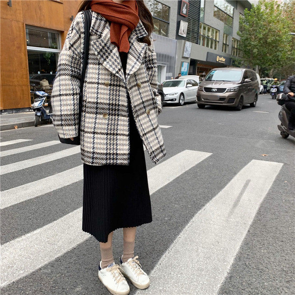 Női aktuális kockás kabát két színben