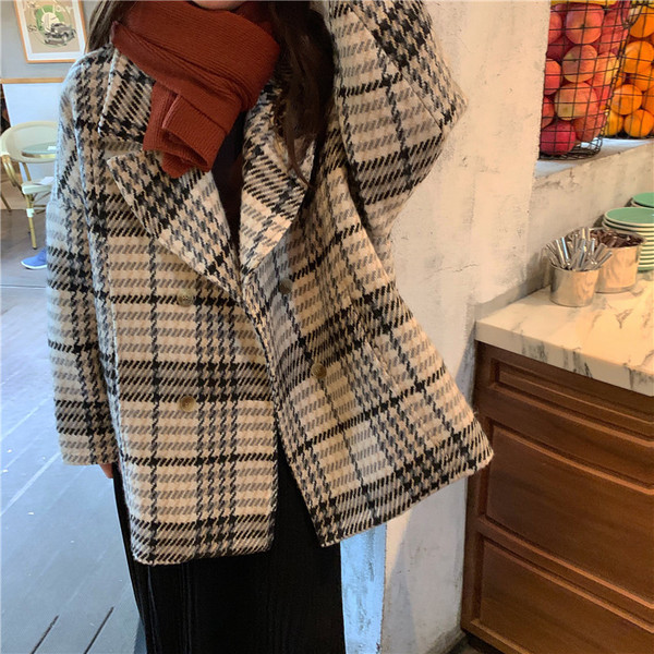 Női aktuális kockás kabát két színben