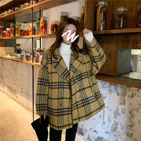Női aktuális kockás kabát két színben