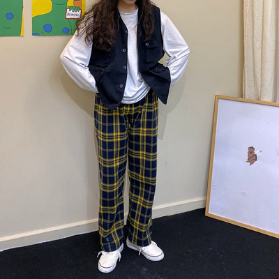 Női alkalmi kockás nadrág két színben