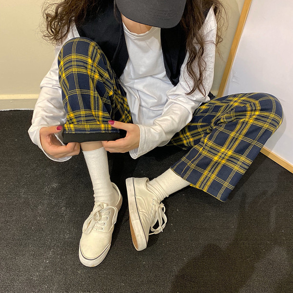 Női alkalmi kockás nadrág két színben