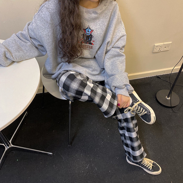 Női alkalmi kockás nadrág két színben