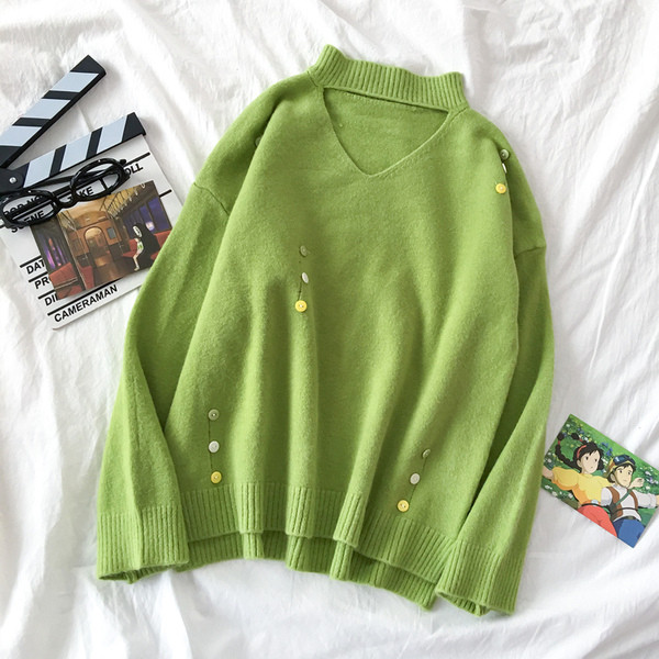 Μοντέρνο γυαικείο πουλόβερ  σε τρία χρώματα με V-neck και μακρύ μανίκι