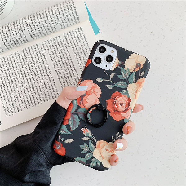 Spate tare cu model floral + inel pentru Iphone 11 Pro Max - doua modele