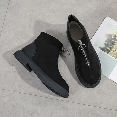 Női téli csizma cipzárral fekete és rózsaszín színben öko velúrból