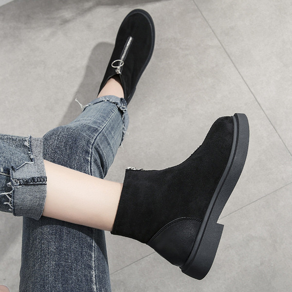 Női téli csizma cipzárral fekete és rózsaszín színben öko velúrból