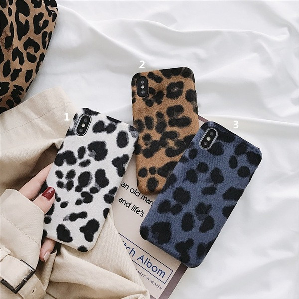 Χνουδοτή σκληρή πλάτη με Leopard Εκτύπωση για Iphone X / XS