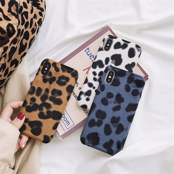 Χνουδοτή σκληρή πλάτη με Leopard Εκτύπωση για Iphone X / XS