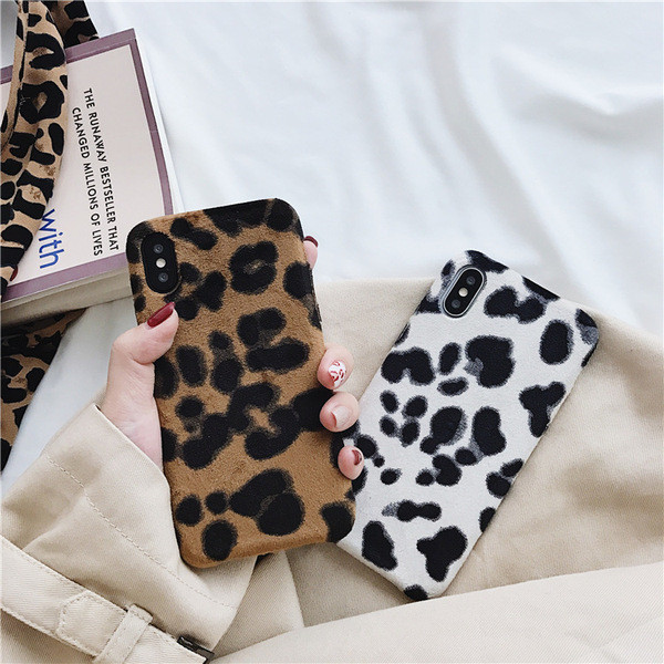 Χνουδοτή σκληρή πλάτη με Leopard Εκτύπωση για Iphone X / XS
