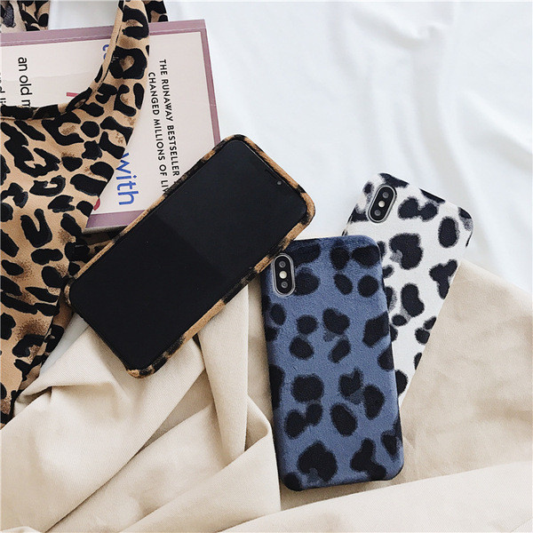 Χνουδοτή σκληρή πλάτη με Leopard Εκτύπωση για Iphone X / XS