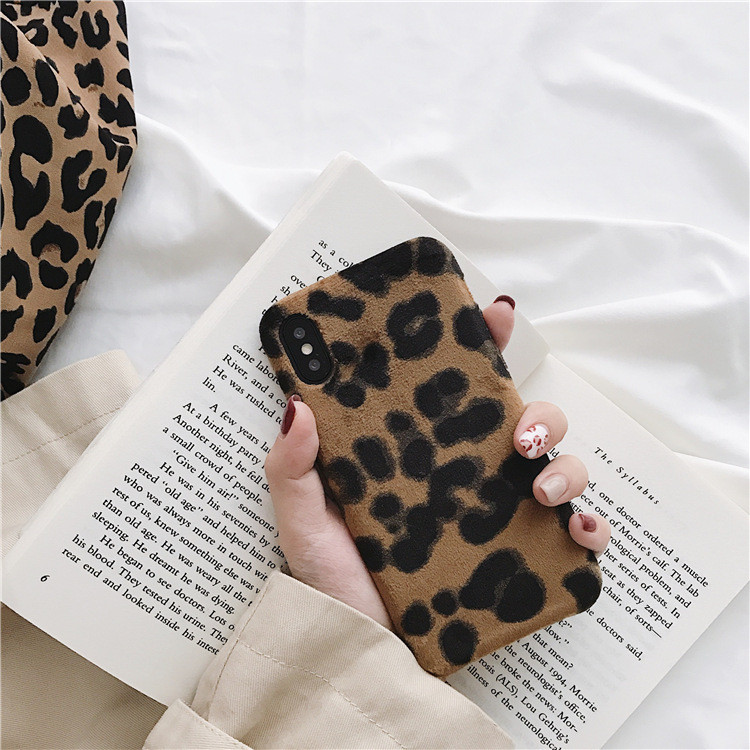 Χνουδοτή σκληρή πλάτη με Leopard Εκτύπωση για Iphone X / XS