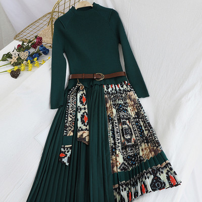 Modern női ruha több színben övvel és hosszú ujjal