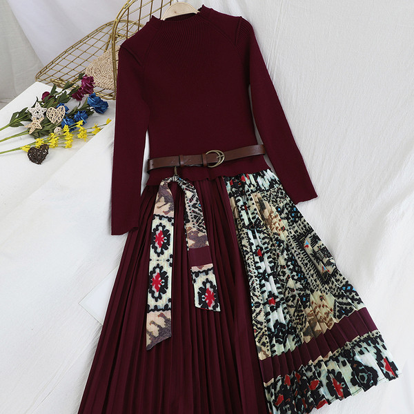 Modern női ruha több színben övvel és hosszú ujjal