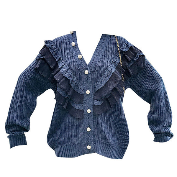 Női kötött kardigán hosszú ujjú, spitz nyakkivágással