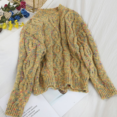 Női pulóver több színben, kerek nyakkivágással, hosszú ujjal