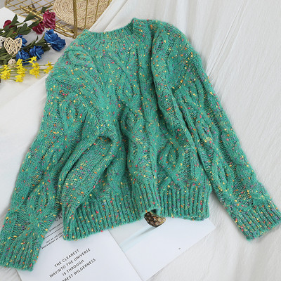 Női pulóver több színben, kerek nyakkivágással, hosszú ujjal