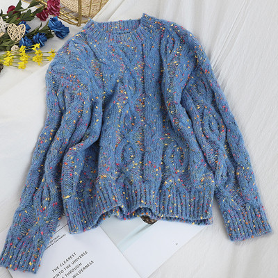 Női pulóver több színben, kerek nyakkivágással, hosszú ujjal