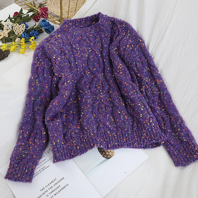 Női pulóver több színben, kerek nyakkivágással, hosszú ujjal