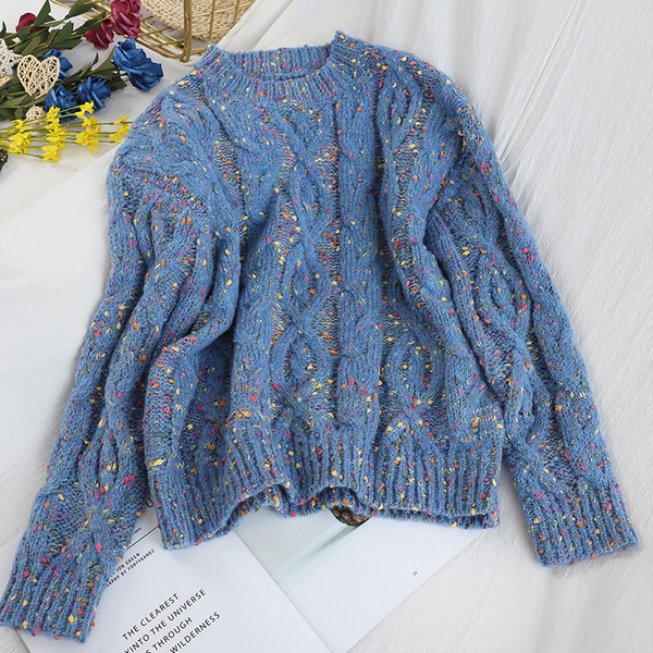 Női pulóver több színben, kerek nyakkivágással, hosszú ujjal