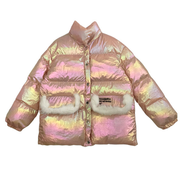 Χειμερινό γυναικείο μπουφάν με κουμπιά, ψηλό κολάρο και τσέπες