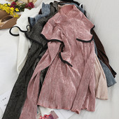 Modern női bársony blúz több színben, félmagas gallérral