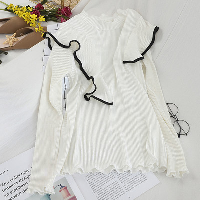 Modern női bársony blúz több színben, félmagas gallérral