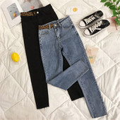 Új modell női farmer magas derekú, vékony modell kék és fekete színben