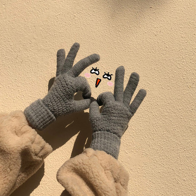 Női téli kötött kesztyű szürke, bézs, barna és fekete színben