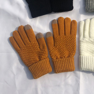 Női téli kötött kesztyű szürke, bézs, barna és fekete színben