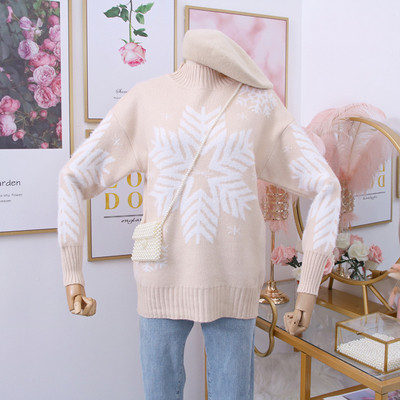 Női pulóver pólógallérral és mintával több színben