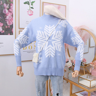 Női pulóver pólógallérral és mintával több színben