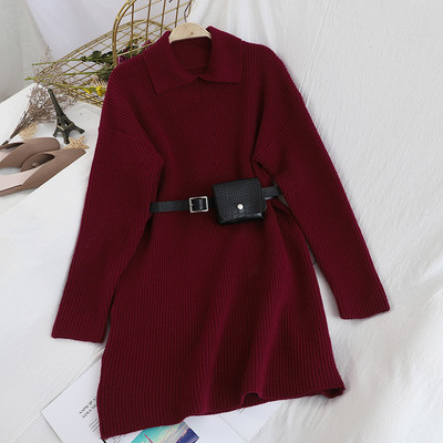 Alkalmi női ruha három színben, hosszú ujjal és övvel