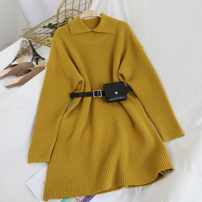 Alkalmi női ruha három színben, hosszú ujjal és övvel