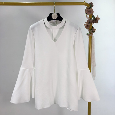 Női blúz széles modell lótusz ujjú fehér és fekete színben