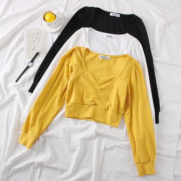 Bluza de dama model nou cu decolteu spitz si maneci lungi in mai multe culori