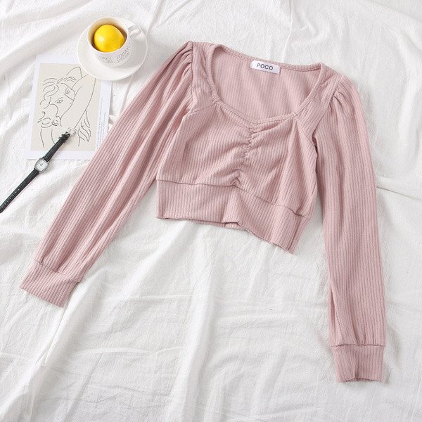 Bluza de dama model nou cu decolteu spitz si maneci lungi in mai multe culori