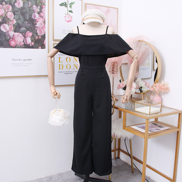 Set de dama bluza din doua piese cu bretele subtiri si umerii goi + pantaloni largi in mai multe culori