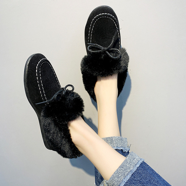 Pantofi de iarnă de damă cu căptușeală moale în negru, gri și portocaliu