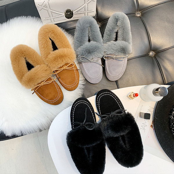 Pantofi de iarnă de damă cu căptușeală moale în negru, gri și portocaliu