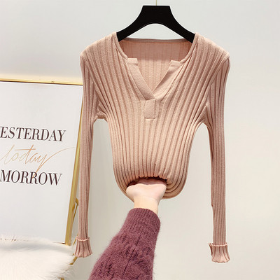 Pulover de dama - Model subtire si decolteu in V in patru culori