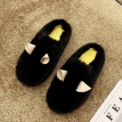 Női téli papucs lapos talppal, 3D elemmel több színben