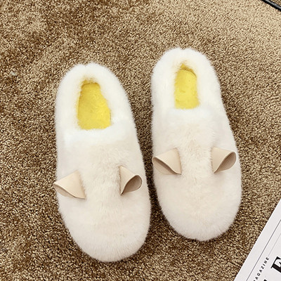 Női téli papucs lapos talppal, 3D elemmel több színben