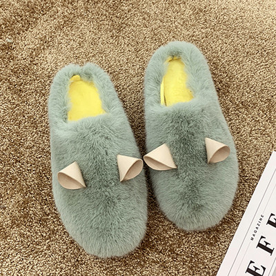 Női téli papucs lapos talppal, 3D elemmel több színben